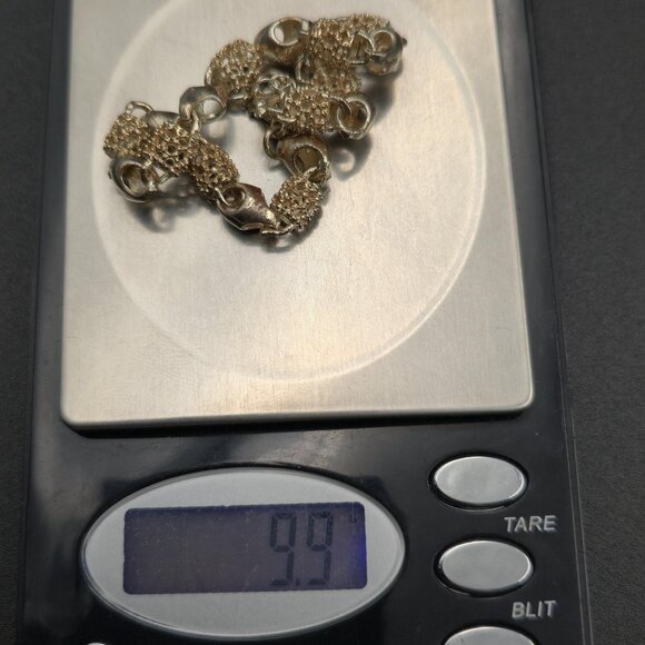 7.5 Inch Silver Plated Over Copper Fancy Link Chain Bracelet A6470 - Picture 6 of 6